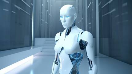 White AI future robot, human like. (Generative AI, Generativ, KI)