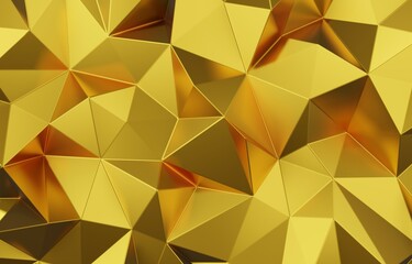 Fototapeta premium Abstract. Geometric polygon gold background. 3d render.