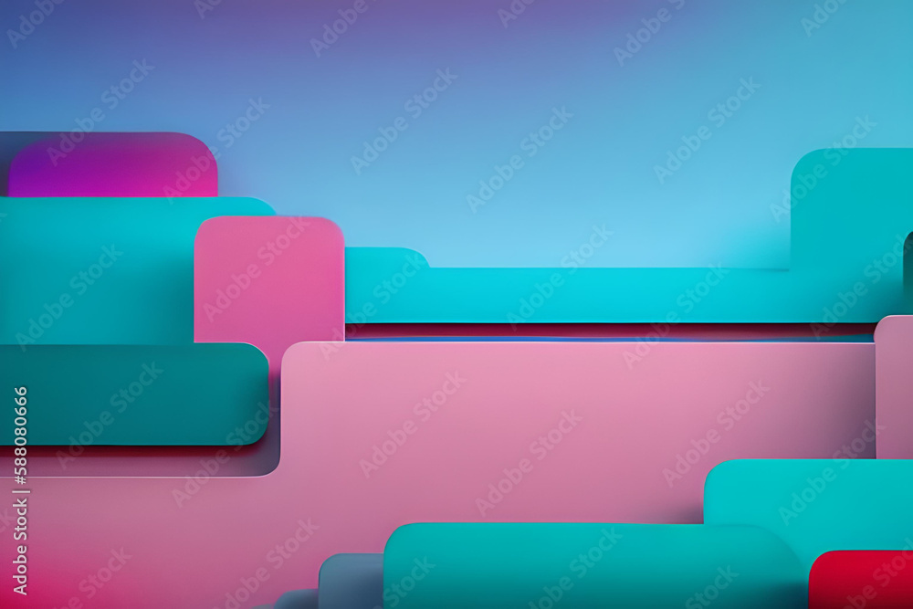 Fototapete Simple minimalist retro color trendy background abstract colorful wallpaper and backdrop. Artistic digital art 3d rendering element design material. Magenta. Generative AI.