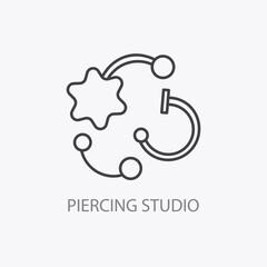 Piercing studio logo. Minimal jewelry pierce icon