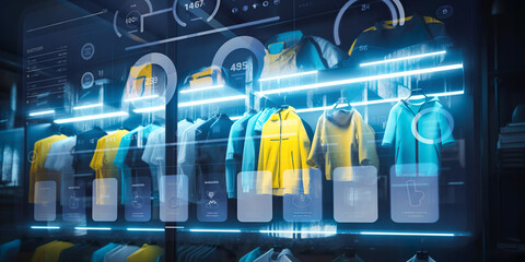 clothing shop,store or stock and management supply concepts,online shopping and marketing.retail stock.ai generative technology