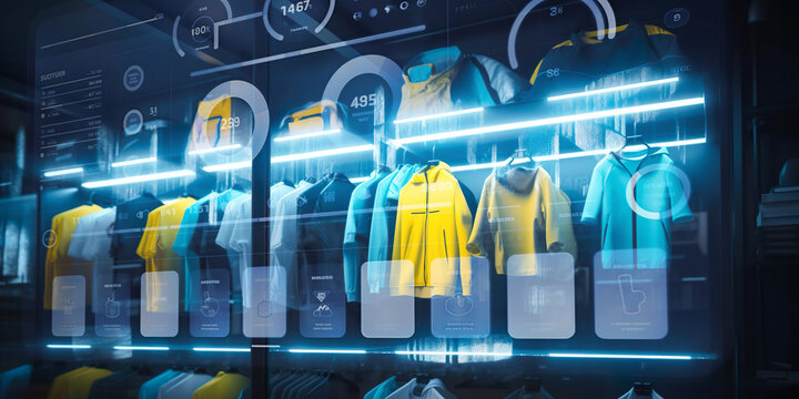 clothing shop,store or stock and management supply concepts,online shopping and marketing.retail stock.ai generative technology
