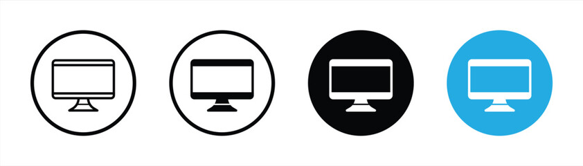 computer monitor screen icon set. line and flat style icon symbol sign collections, vector illustration