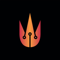 Flame fire geometric technology logo