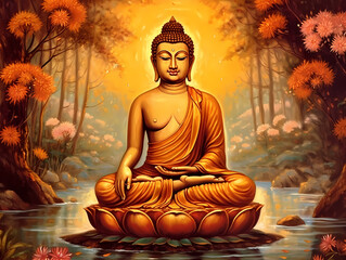 buddha in lotus position, generative ai
