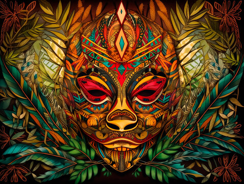 Estampas Psicod&eacute;licas Inspiradas na Ayahuasca com Cores Vibrantes e Desenhos M&iacute;sticos, Perfeitas para Estimular a Imagina&ccedil;&atilde;o em Design Gr&aacute;fico, Decora&ccedil;&atilde;o de Ambientes, criado por IA generativa