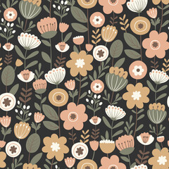 Seamless Floral Pattern Minimalistic Scandinavian