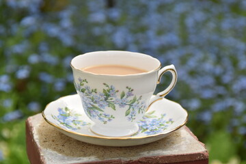 English tea in beautiful tea cup and saucer