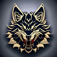 logo inspired from the Japanese culture of wolf evil