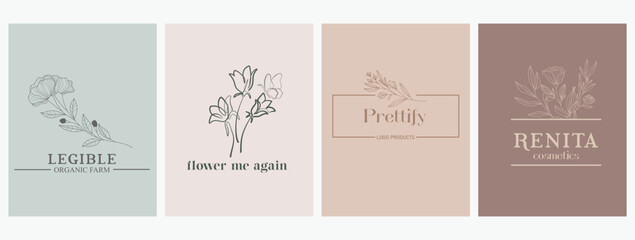 flowers logo design template concept collection