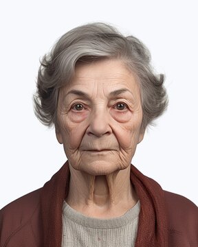 Biometrisches Passbild Passfoto einer alten Person Nahaufnahme Porträt, ai generativ