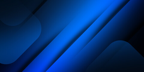 Modern abstract dark blue gradient geometric shapes background. Horizontal banner template