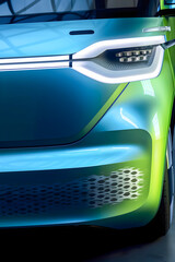 Obraz na płótnie Canvas Close up car show, future electric car, van, family car, Generative AI