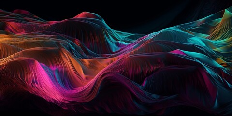 Farbiger flüssiger welliger Satin Seide Hintergrund Motiv, Wallpaper für Computerhintergrund, ai generativ
