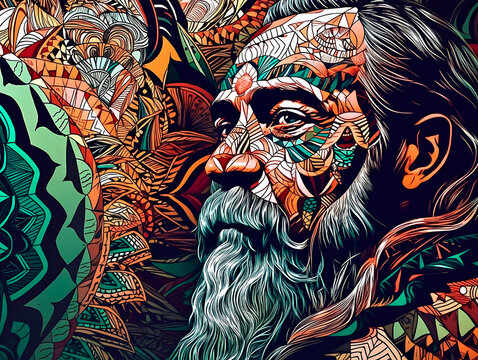 Estampas Psicod&eacute;licas Inspiradas na Ayahuasca com Cores Vibrantes e Desenhos M&iacute;sticos, Perfeitas para Estimular a Imagina&ccedil;&atilde;o em Design Gr&aacute;fico, Decora&ccedil;&atilde;o de Ambientes, criado por IA generativa