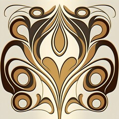 Abstract brown colored decoration in style of art deco