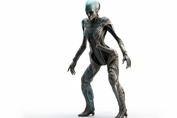 Fototapeta na wymiar 3d rendered illustration of a female alien on a white background, generated ai