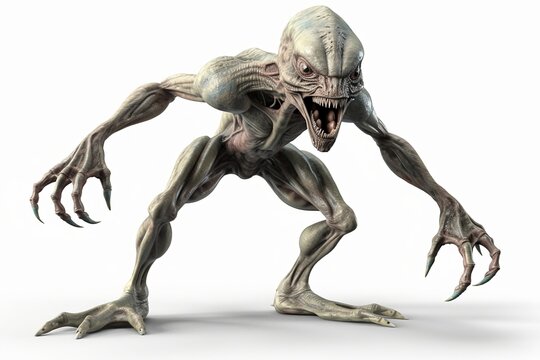 3d rendered illustration of a scary alien on a white background, generated ai