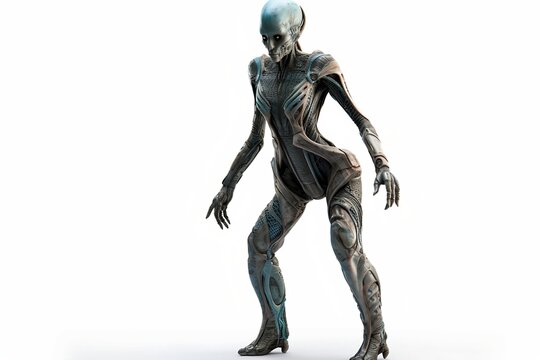 3d rendered illustration of a female alien on a white background, generated ai