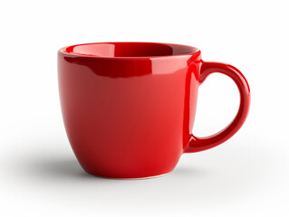 Close up huge red mug. Red cup for tea or soup isolated on white background with clipping path. Red coffee cup mockup. Generative ai.