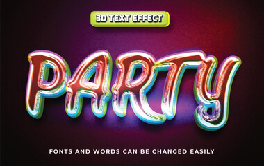 Party glossy colorful 3d editable text effect style