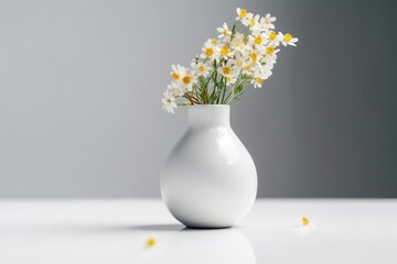 minimalist white plant on white background, generative ai