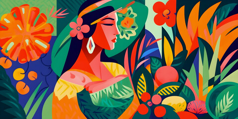 Fototapeta na wymiar Traditional Colombian background, festival inspiration illustration, Generative AI