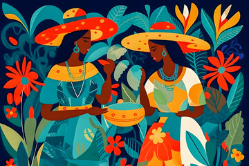 Traditional Colombian background, festival inspiration illustration, Generative AI