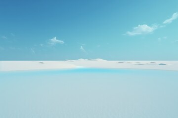 Fototapeta na wymiar White sand minimalist scenery. Calm and minimal mood portrait. Generative AI.