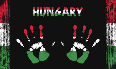 Vector flag of Hungary with a palm