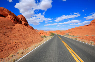 The road and red rocks - Valley of Fire State Park, Nevada
