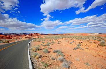 The road in Valley of Fire State Park, Nevada