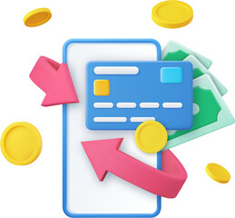 3d Cashback and money refund icon