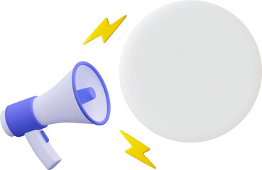 3d megaphone, loudspeaker with speech bubble