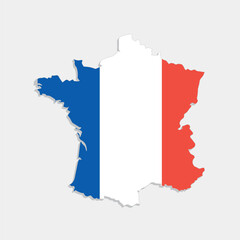 france map with flag on gray background