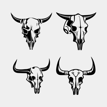 set of cow skull vector design idea, symbol, logo