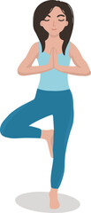 Picture of woman on sport wear doing yoga mesitation namaste vector illustration