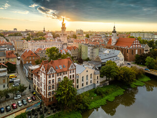Stare Miasto Opole, Polska, Europa widok miasta z drona © Henryk Niestrój