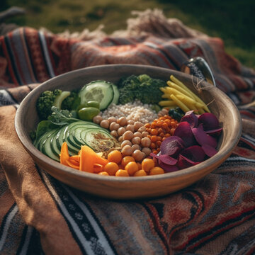 Leckere Gem&uuml;se Bowl, Farbenfrohe Bowl