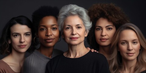 Fototapeta premium Geschäftsleute im Team Frauen Gesichter Multikulti Nahaufnahme, ai generativ