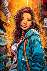 Obraz na płótnie Canvas Attractive Asian American woman, Manga character design, anime style, Generative AI