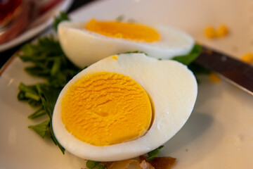 Hard boiled egg cut in half