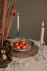 easter eggs on the big plate