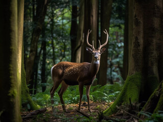 Naklejka na ściany i meble A deer in the forest
