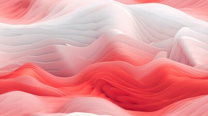 Obraz premium Smooth Ocean Waves Red and White Gradient Pattern: Digital Illustration of Wavy Water Flow on Soft Silk Fabric for Wallpaper or Surface Design Perfect Luxury Beauty, Summer Nature Themes Generative ai