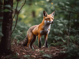 Naklejka na ściany i meble A fox in the forest