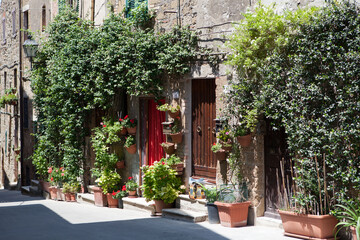 Fototapeta na wymiar Haustür und Häuserfront in der Toskana