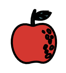 Doodle fruits. Natural tropical fruit, apple doodles, organic fruits or vegetarian food. Isolated icons illustration set.