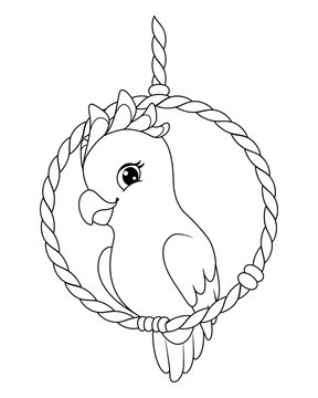 recommend clip art: Cockatoo Parrot Coloring Page Cartoon Vector Illustration