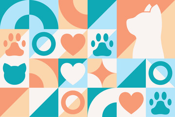 World Veterinary Day. Seamless geometric pattern. Template for background, banner, card, poster. Vector EPS10 illustration.